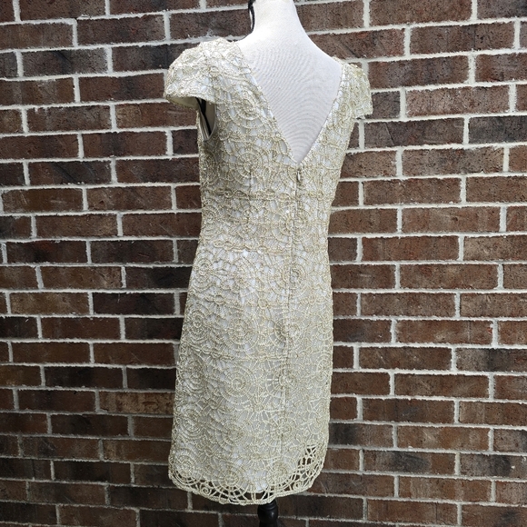 Nicole Miller Cream and Gold Midi Dress - Picture 6 of 11